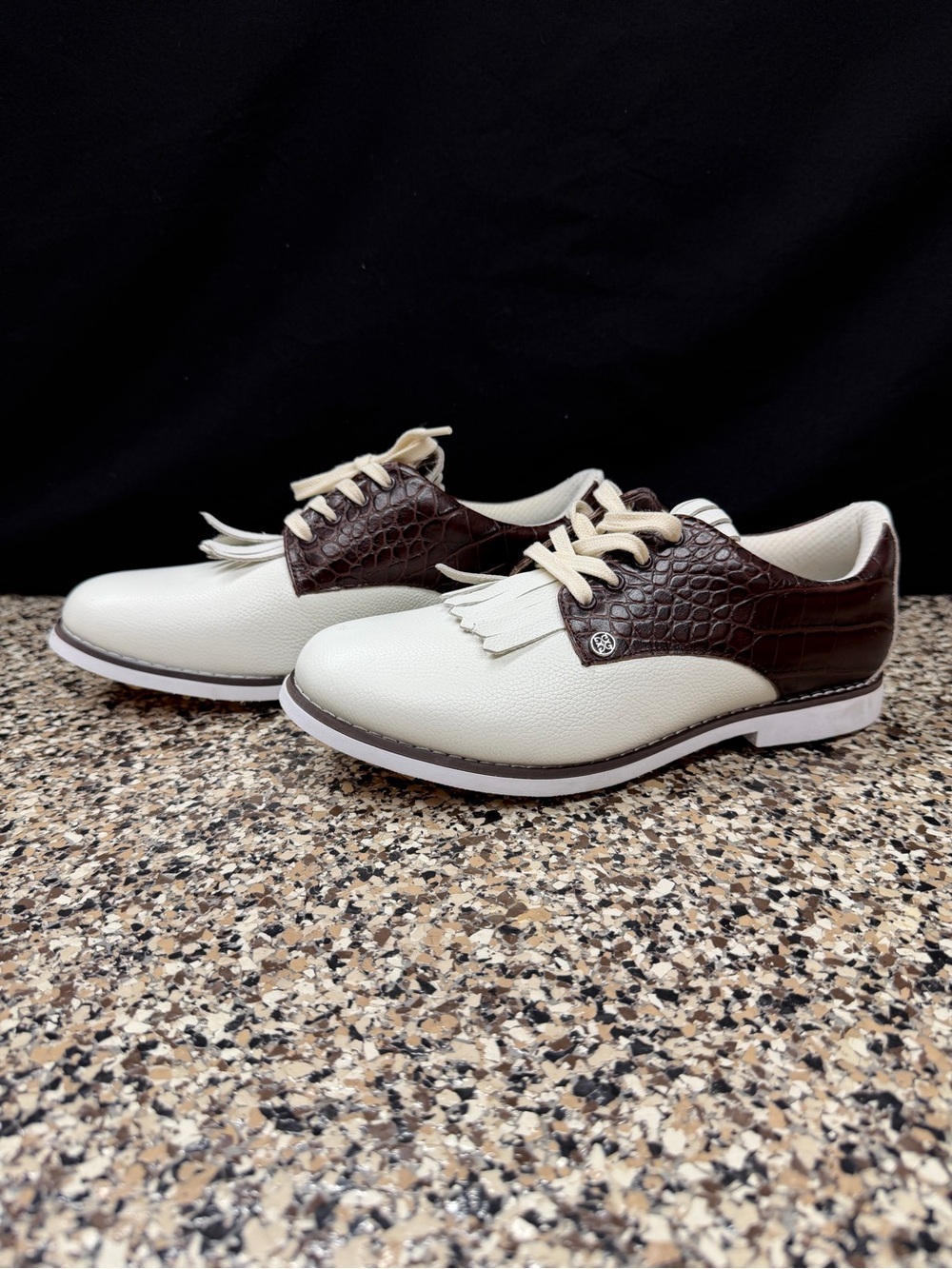 G/FORE White and Dark Brown Two-Tone Leather Golf Sneaker Brand New!!!